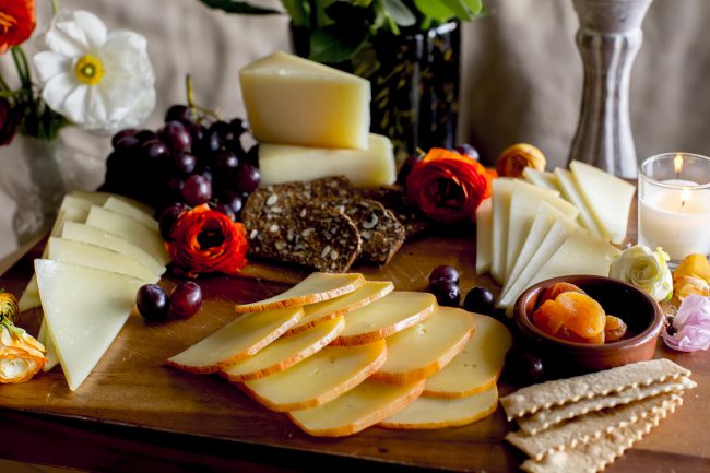 Cheese plate with flowers