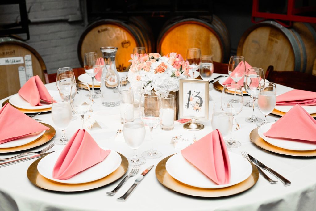 Winery wedding table settings