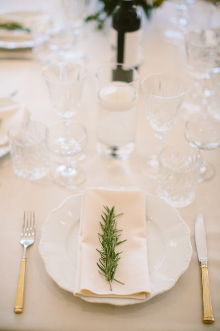 Rosemary sprig table setting