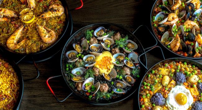 Different kinds of paella