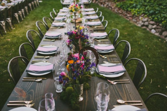 Garden wedding long table