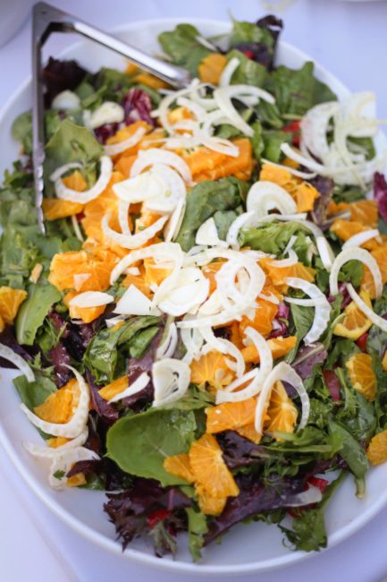 Shaved fennel and orange with mixed greens